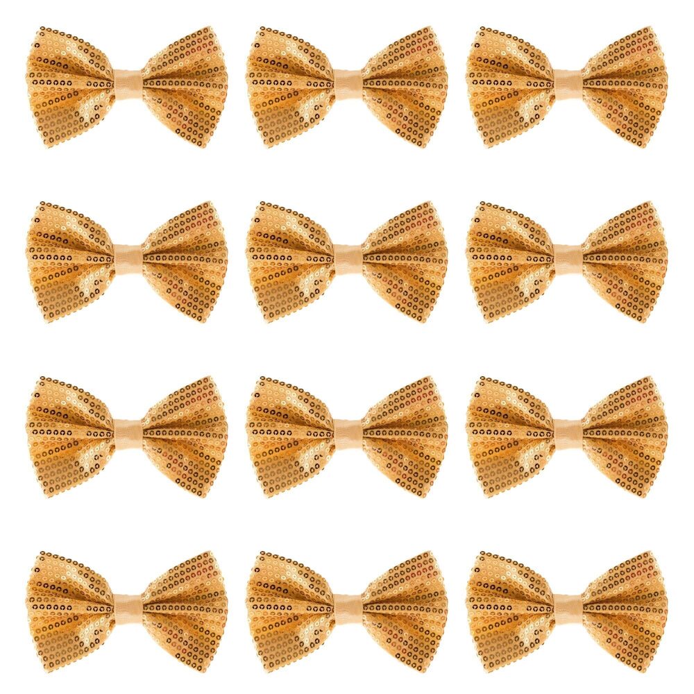 2808 Gold Bow Tie - Sequin Bow Ties - Pre-tied Adjustable Length Bowtie